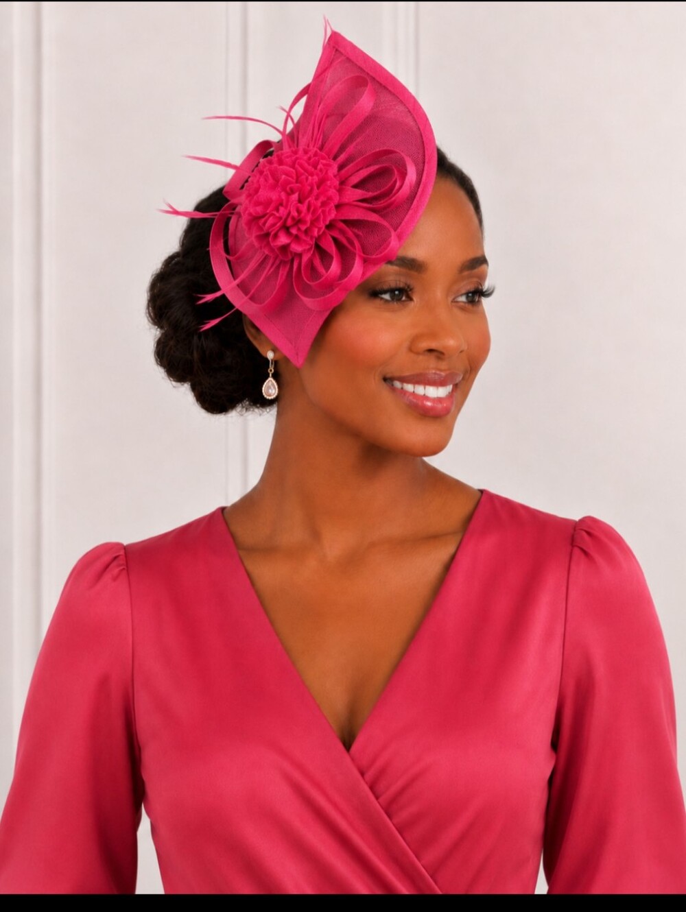 Hot Pink Fascinator Hair Clip for Women